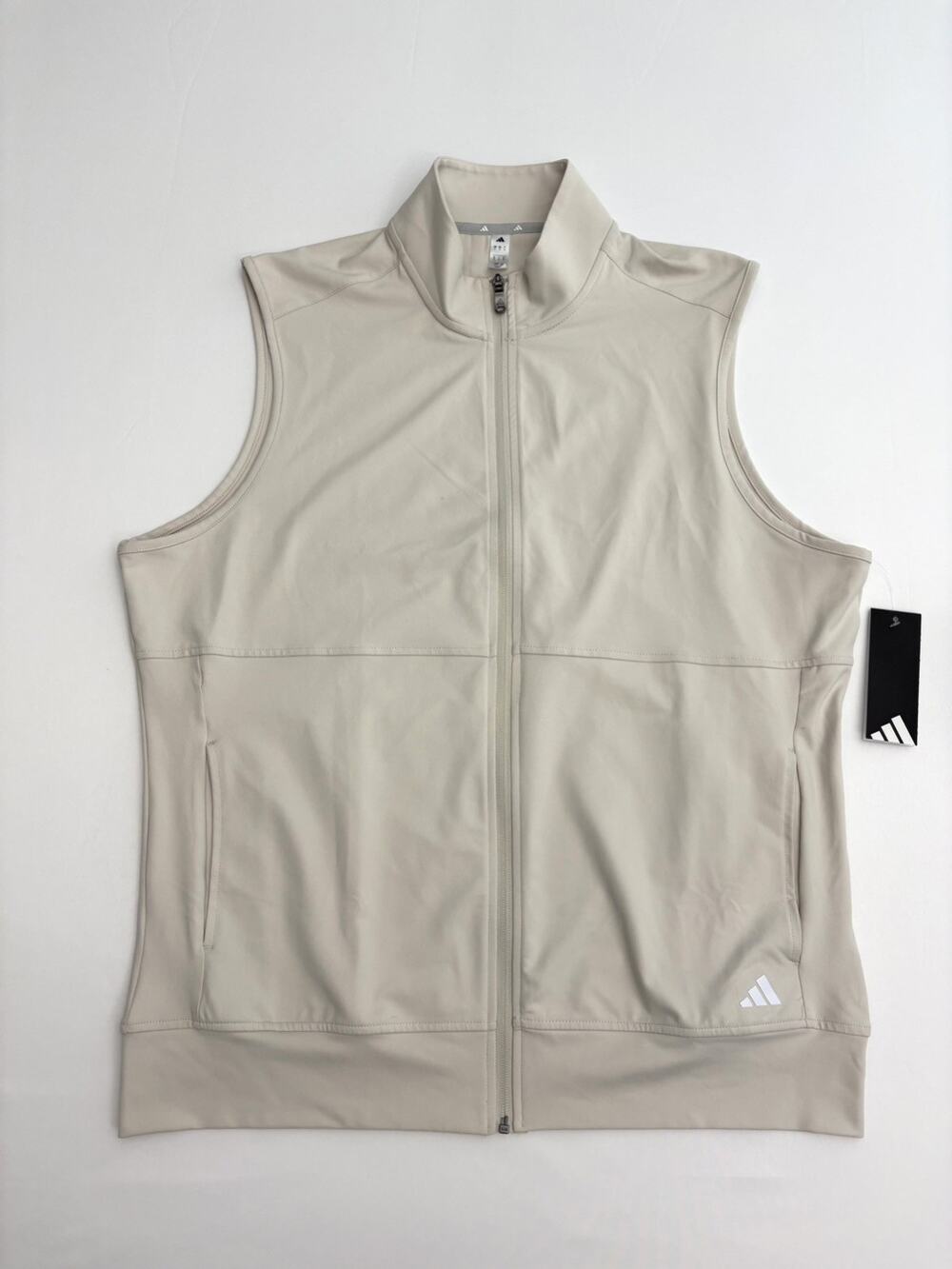 Adidas Full-Zip Peached Vest Men's Large Alumina Tan Golf ADVR0982 NWT $60